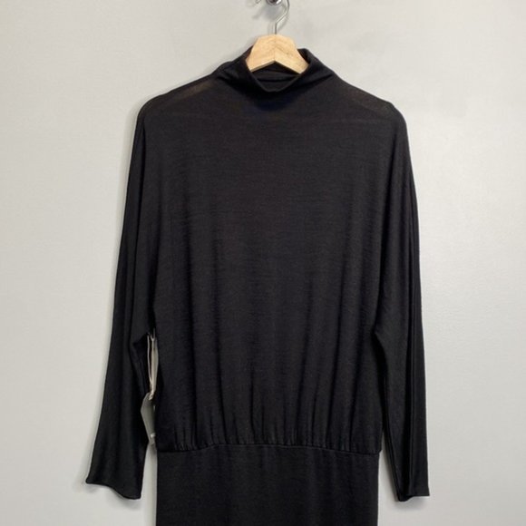 ❗️SOLD❗️ Wilfred Free Black Long Sleeve Mock Neck Resing Maxi Dress Size L - Picture 4 of 9